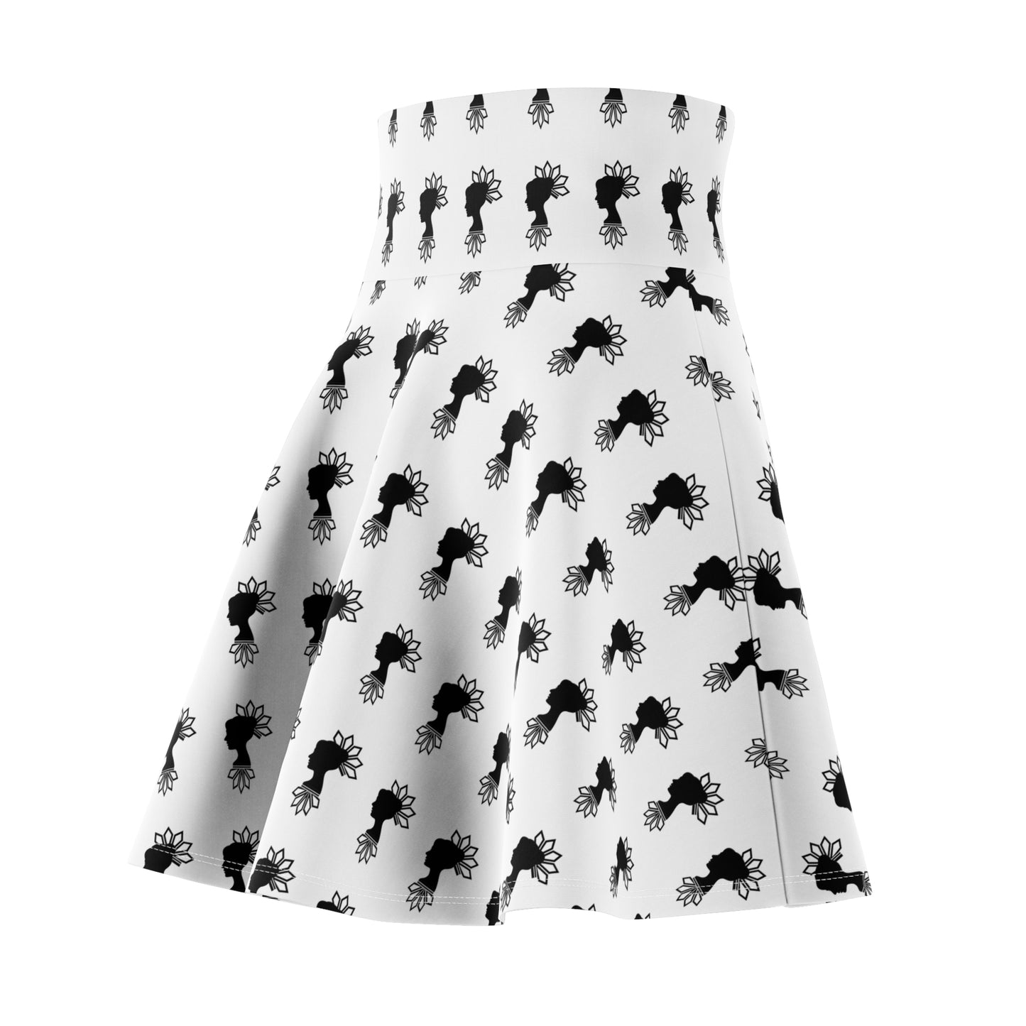 Black Floral Women's Skater Skirt - Casual Spring Fashion