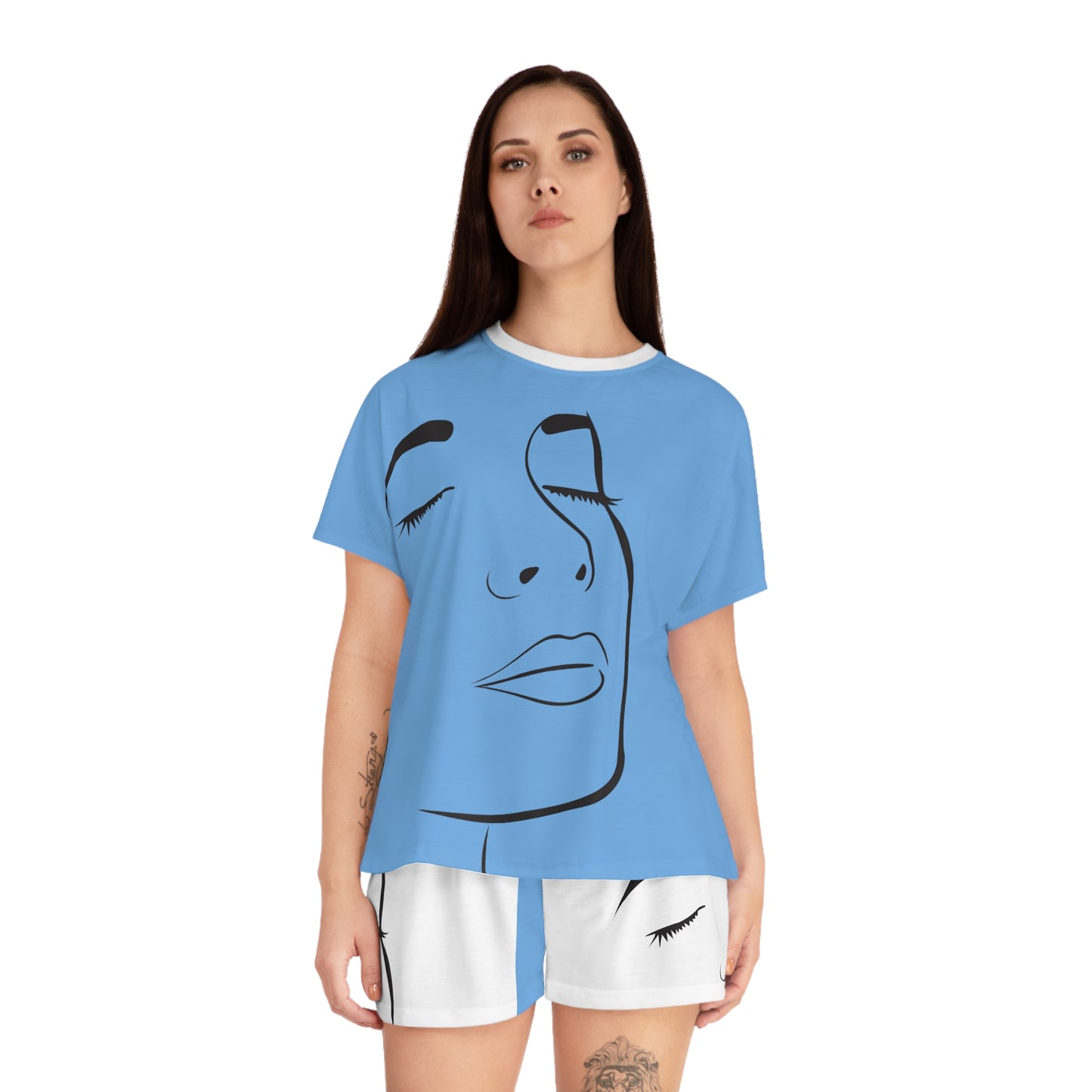 Serene Face Women's Pajama Set - Relaxing Sleepwear for Dreamy Nights