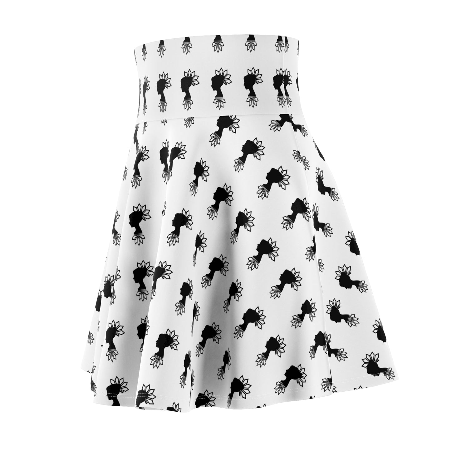 Black Floral Women's Skater Skirt - Casual Spring Fashion