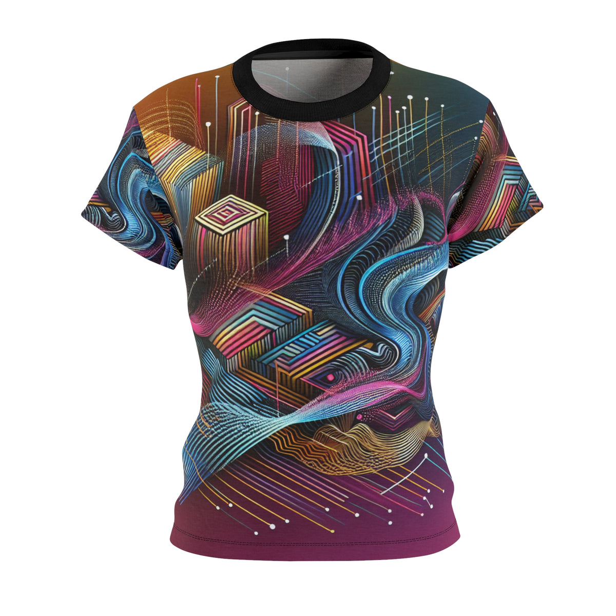Vibrant Women's Cut & Sew Tee - Colorful Abstract Design