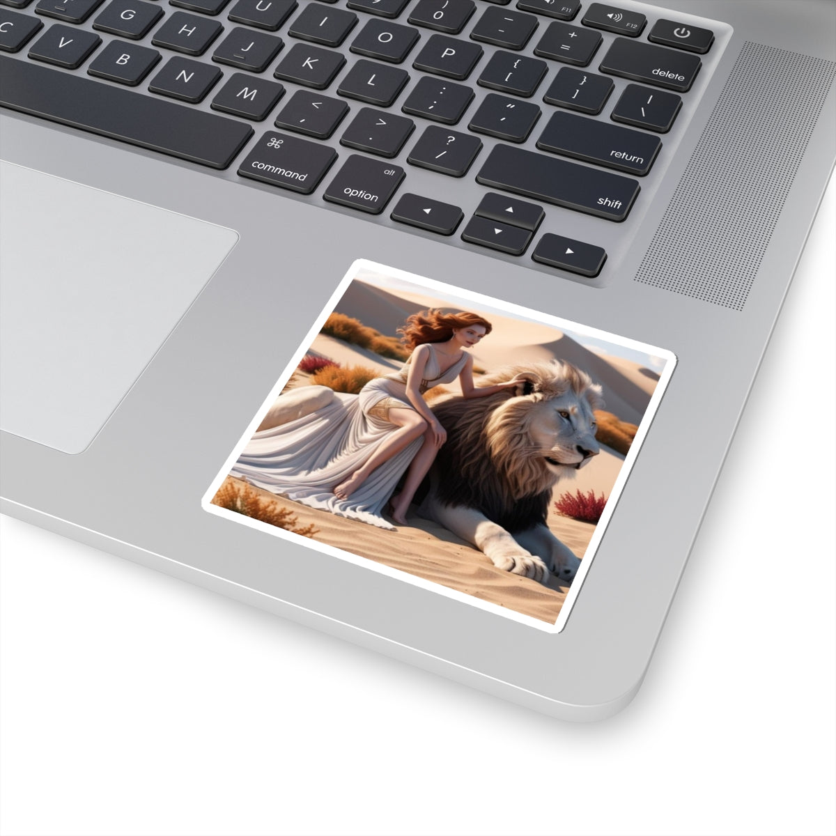 Elegant Lion & Woman Kiss-Cut Stickers | Unique Art for Animal Lovers & Trendsetters