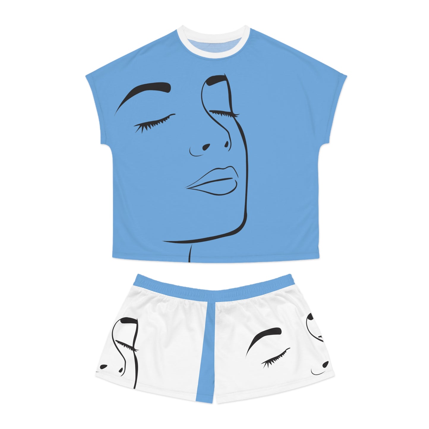 Serene Face Women's Pajama Set - Relaxing Sleepwear for Dreamy Nights