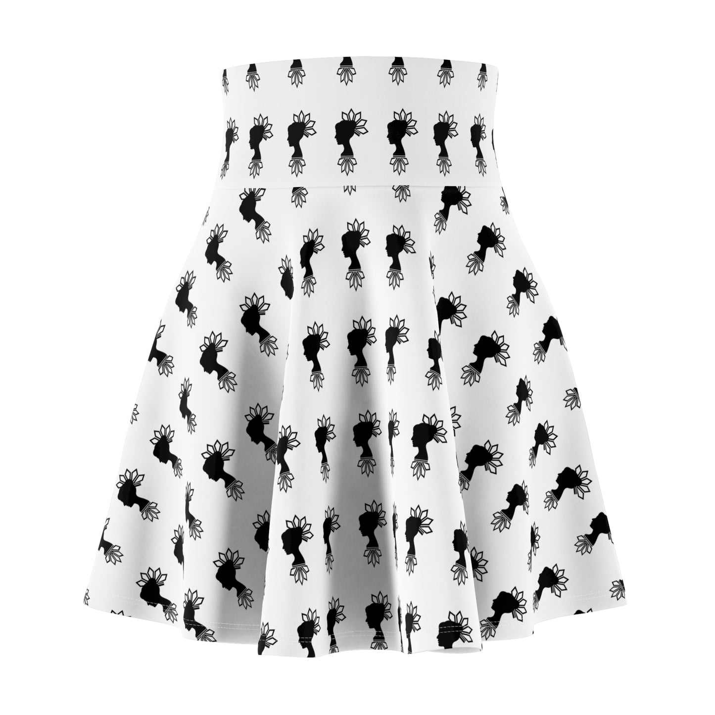 Black Floral Women's Skater Skirt - Casual Spring Fashion