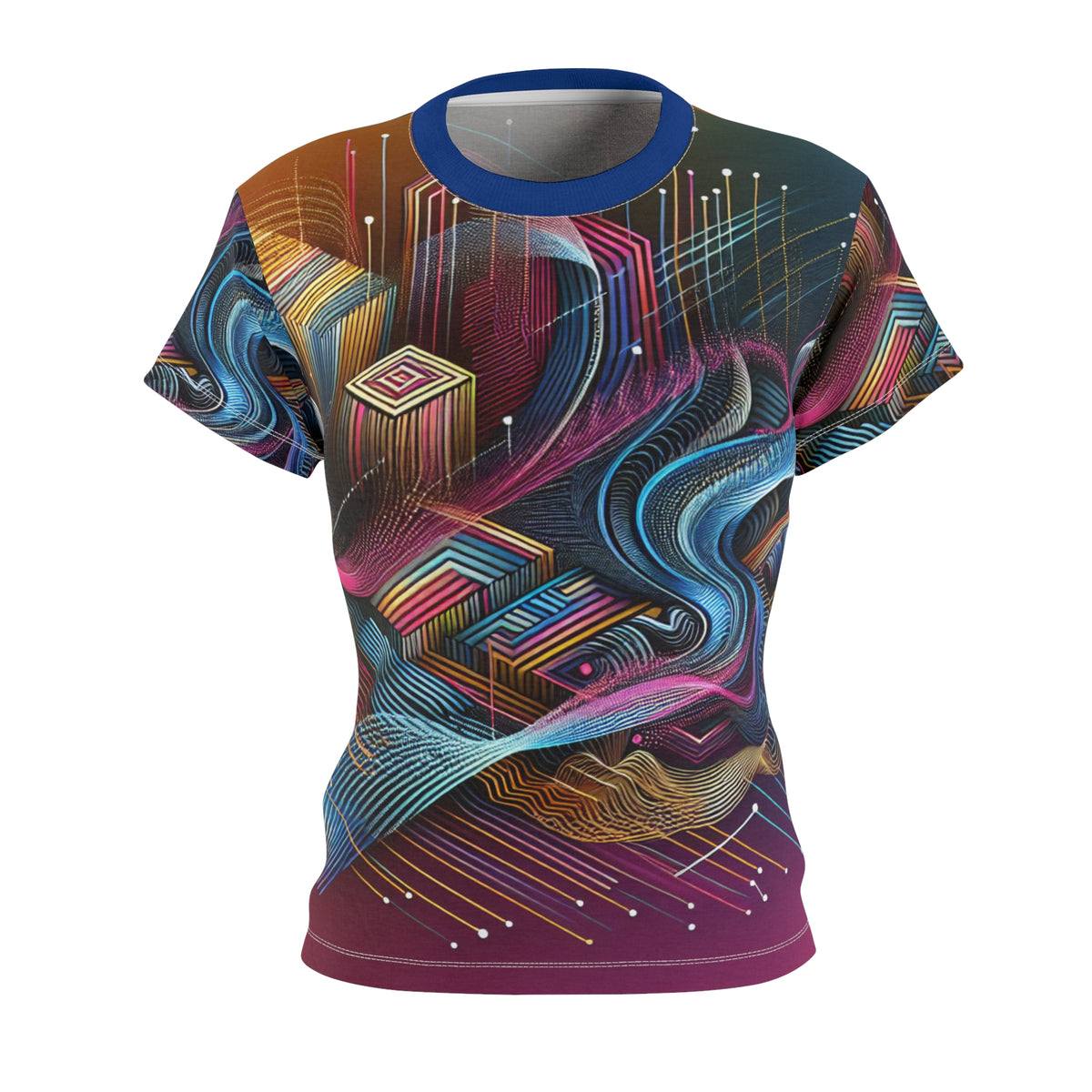 Vibrant Women's Cut & Sew Tee - Colorful Abstract Design