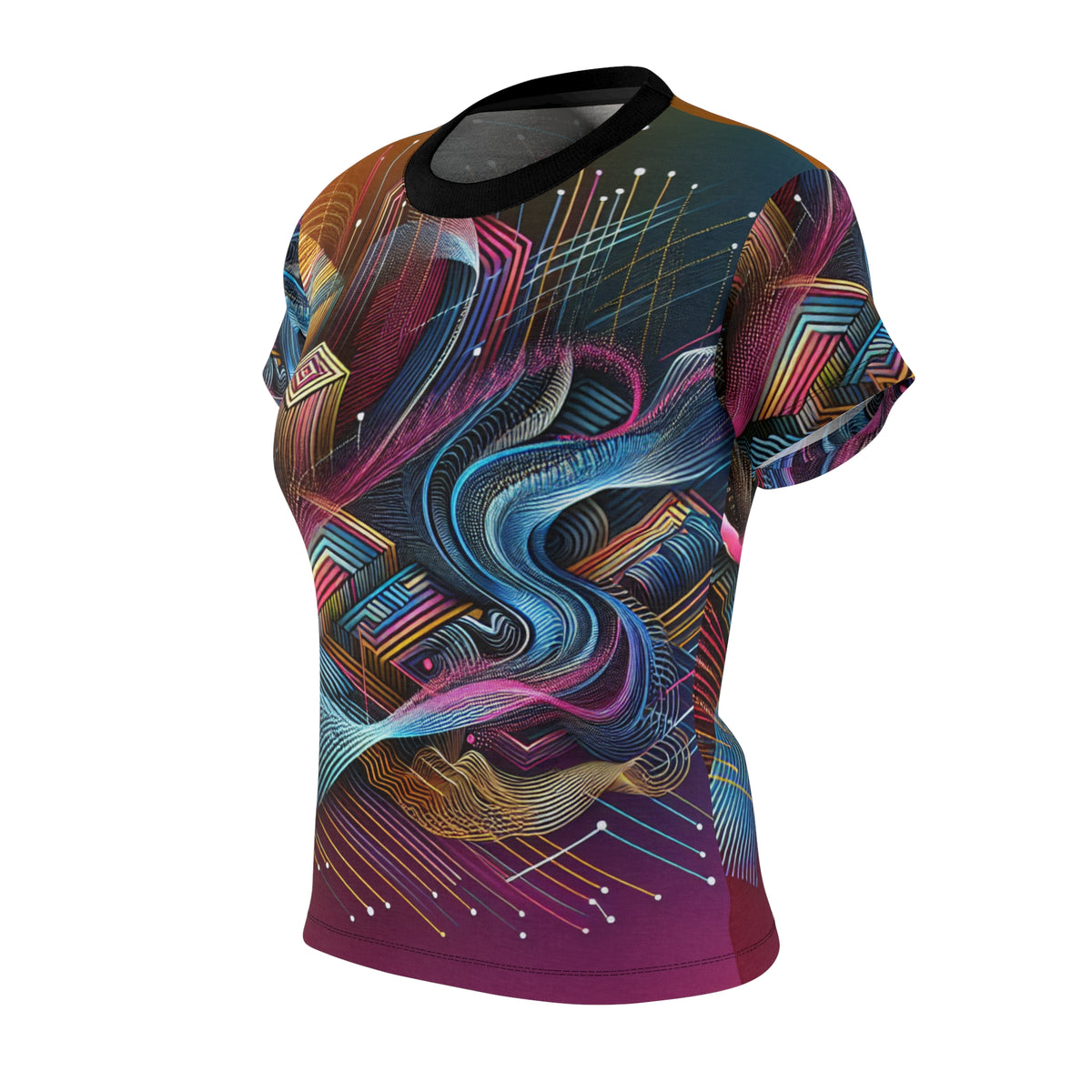 Vibrant Women's Cut & Sew Tee - Colorful Abstract Design